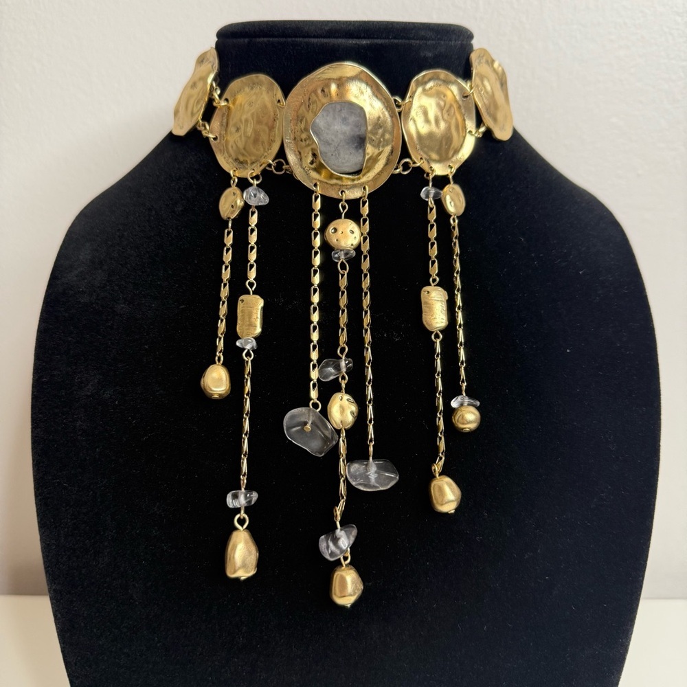 Free People Speak Up Statement necklace Gold Tone NWT $68 - Picture 5 of 7